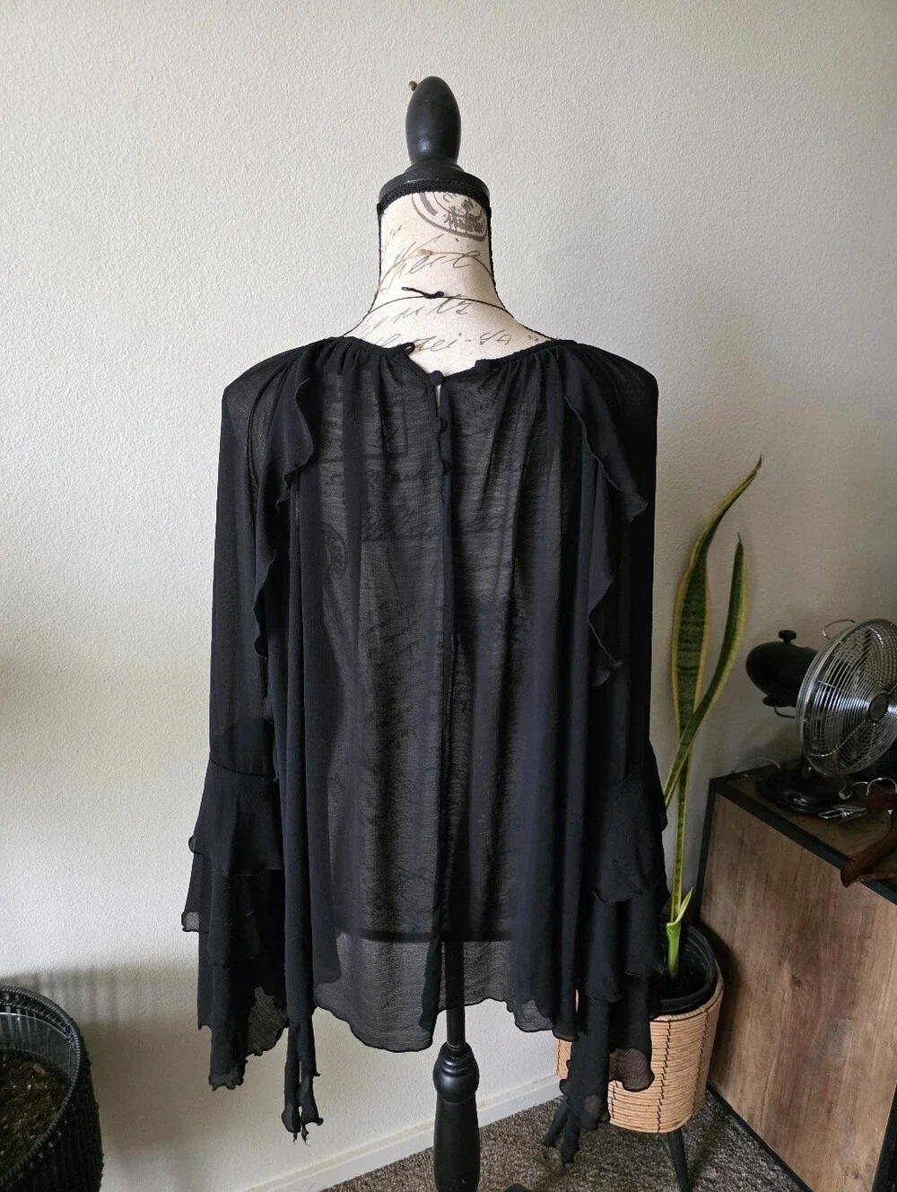 Torrid Black Sheer Blouse with Delicate Trim
